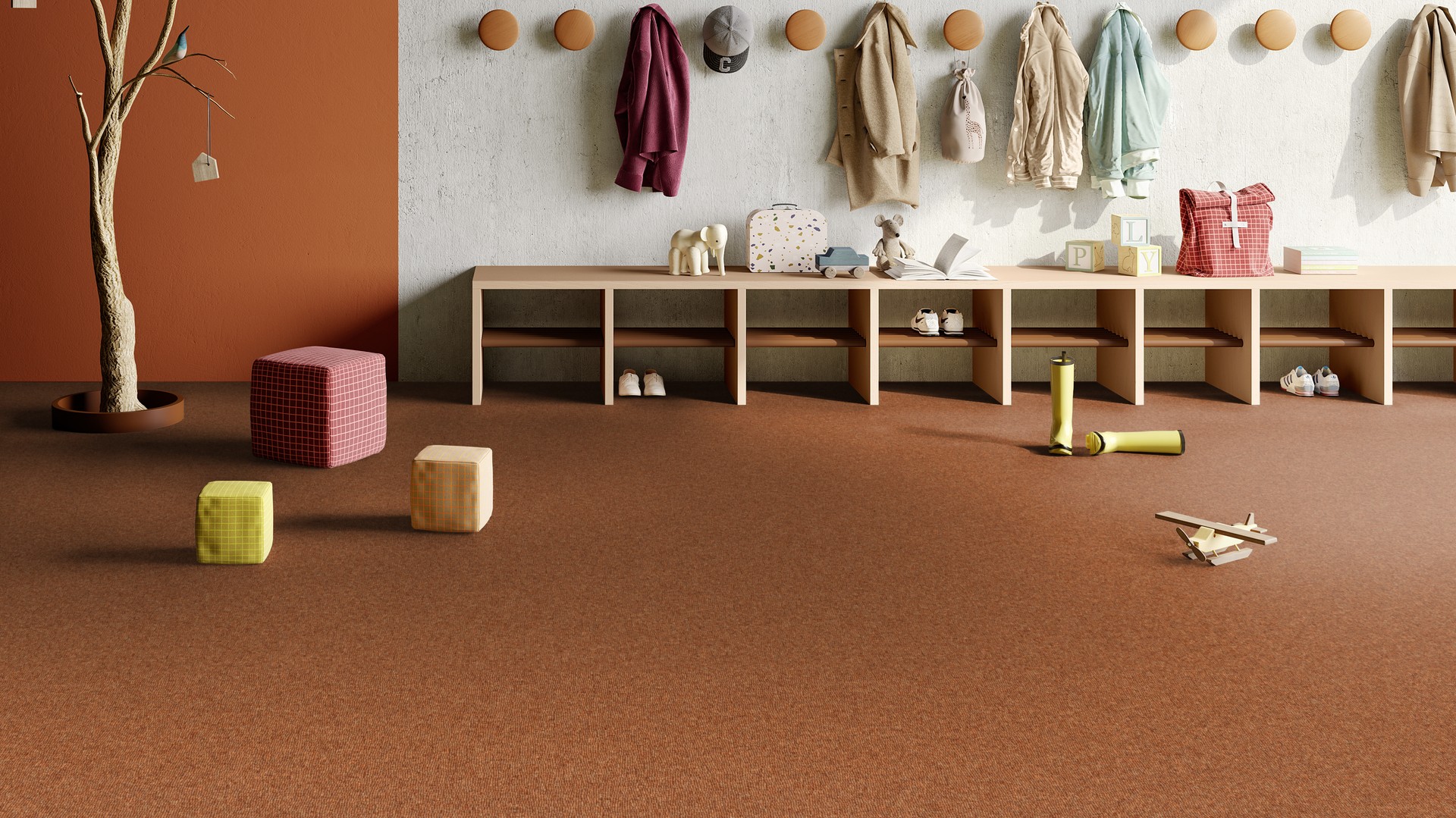 Ковролин Associated Weavers Медуза цвет 84 Terracotta 1000×4000×5,2 фото в интерьере